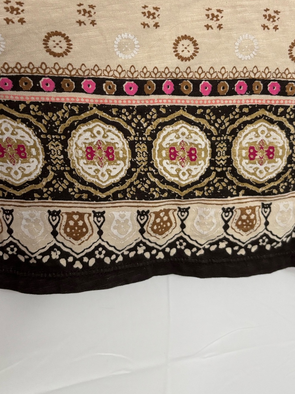 Charter Club Cream/Pink/Brown Boho Print Sleeveless V-Neck Tank/Blouse - Size 2X - Picture 11 of 14